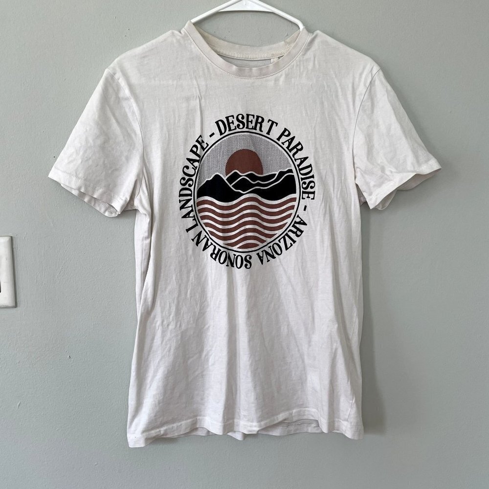 Tu man arizona desert paradise white short sleeved summer shirt men's size small